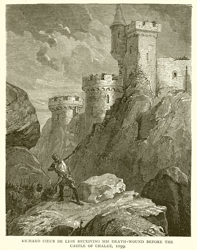 Richard Coeur de Lion recebendo sua ferida de morte antes do Castelo de Chaluz, 1199 de English School