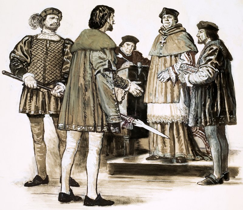Richard Hunne questionado pelo Bispo de Londres Richard Fitzjames de English School