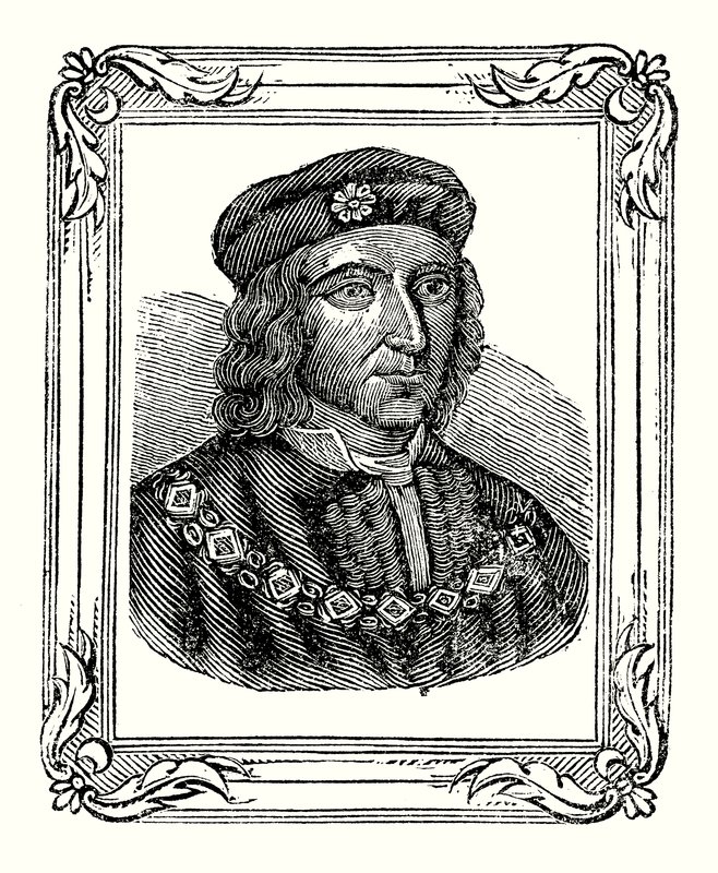 Ricardo III nasceu em 1450, foi coroado em 1483, morto em 1485 (gravura) de English School