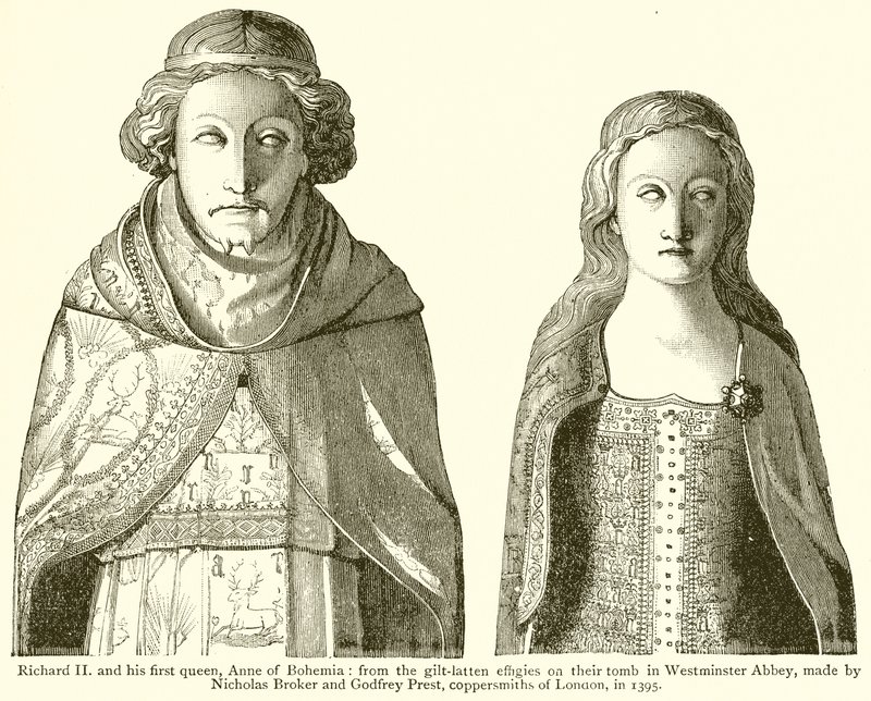 Ricardo II e sua primeira rainha, Anne de Bohemia de English School