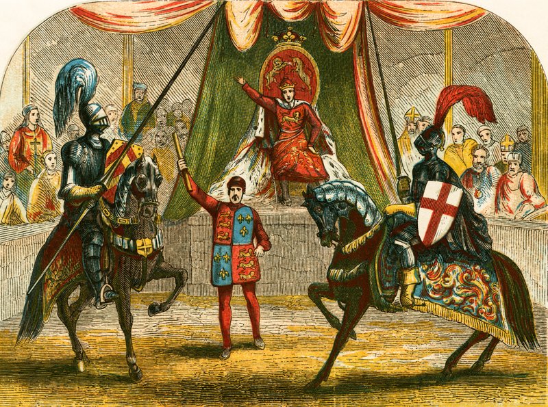 Richard II parando o combate entre os duques de Norfolk e Hereford de English School