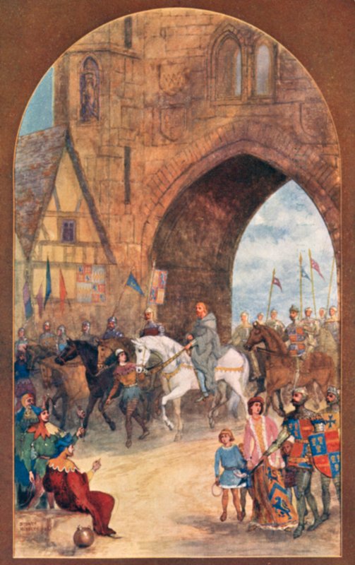 Richard II feito prisioneiro por Henry Bolingbroke trazido para Chester de English School