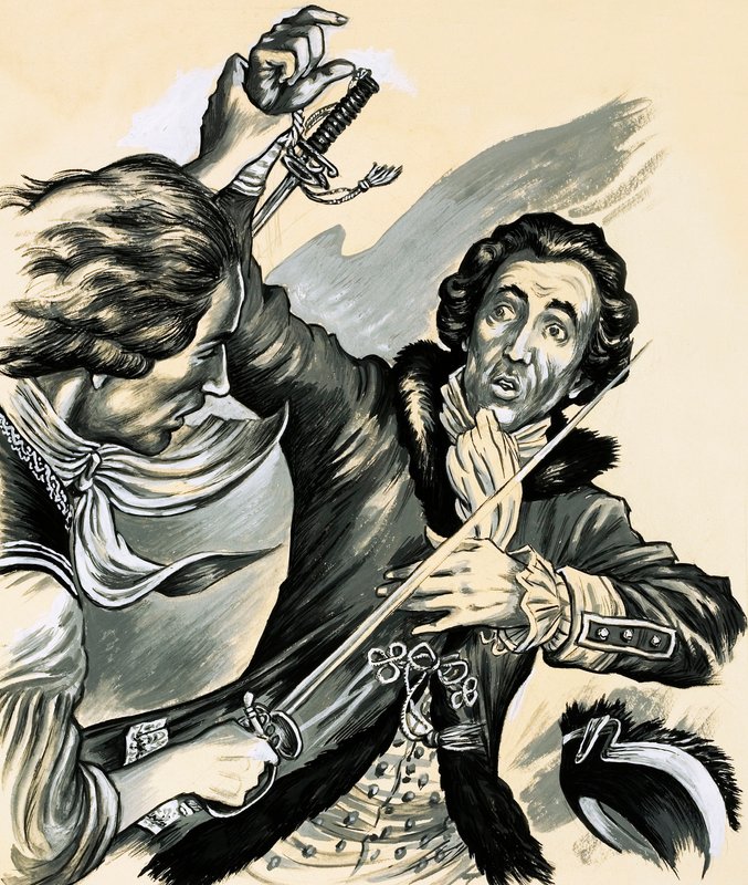 Richard Sheridan foi dramaturgo, político, eloper, orador, sagaz e duelista (guache no papel) de English School