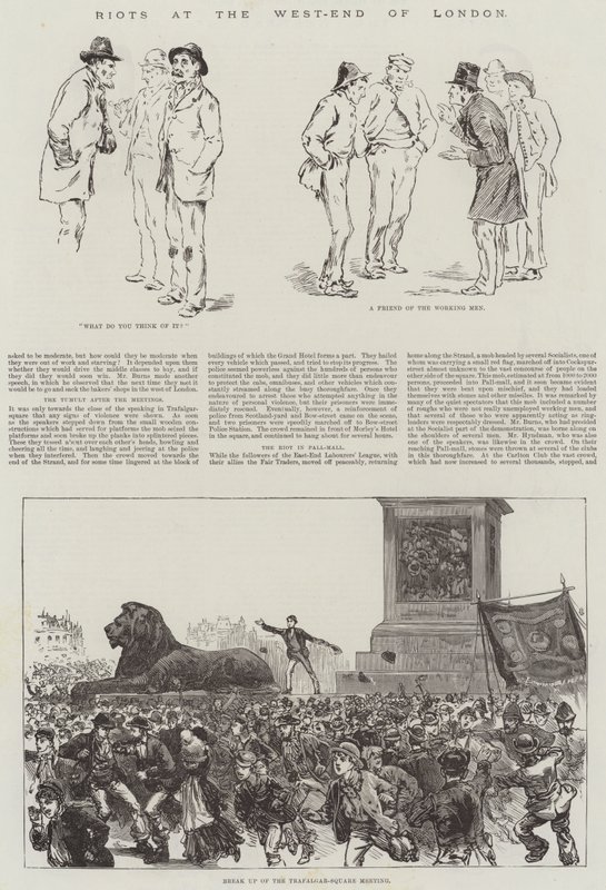 Riots at the West-End of London (gravura) de English School