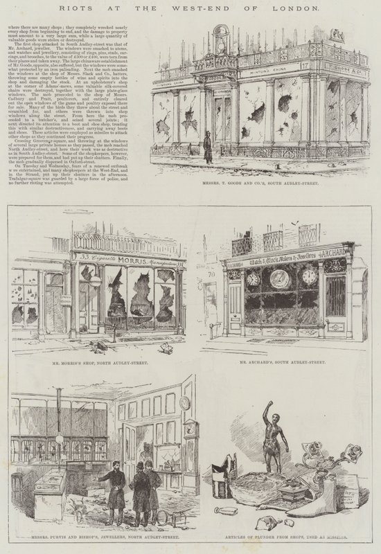 Riots at the West-End of London (gravura) de English School