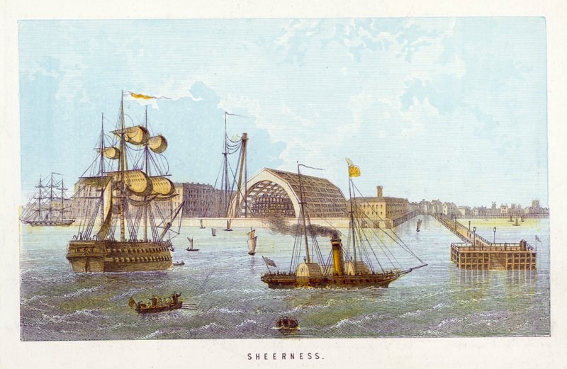 Rio Tamisa: Sheerness (gravura colorida) de English School
