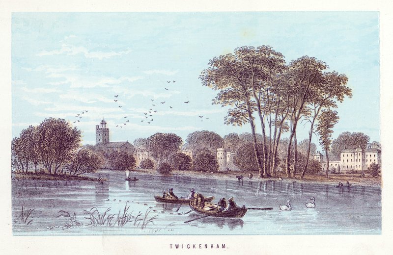 Rio Tamisa: Twickenham (gravura colorida) de English School