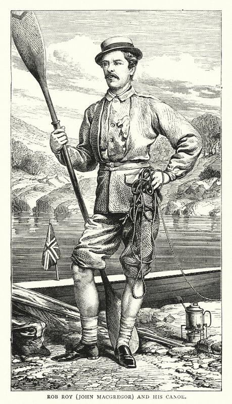 Rob Roy, John MacGregor, e sua canoa (gravura colorida) de English School