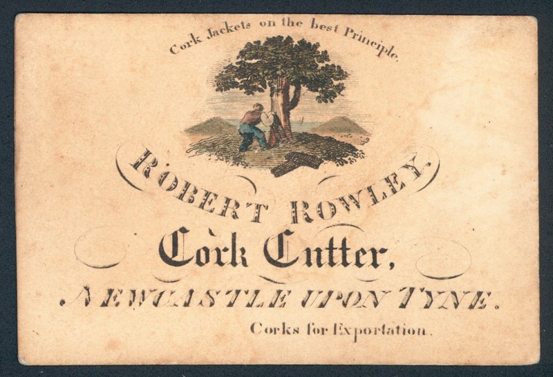 Robert Rowley, cortador de cortiça, cartão comercial de English School