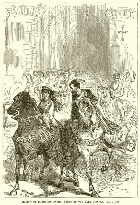 Robert da Normandia pagando a corte à senhora Sibylla de English School