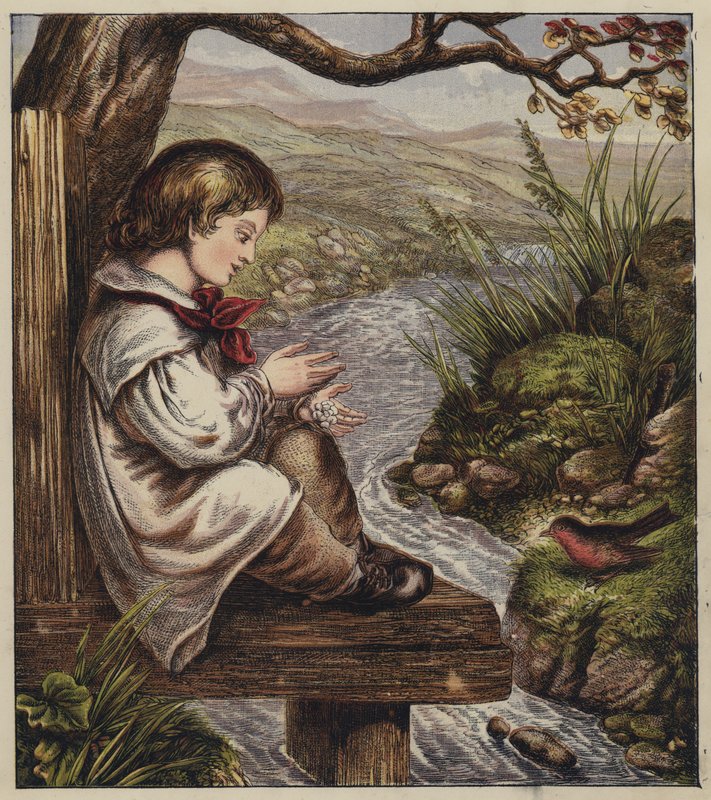 Canção de Natal de Robin (litografia a cores) de English School