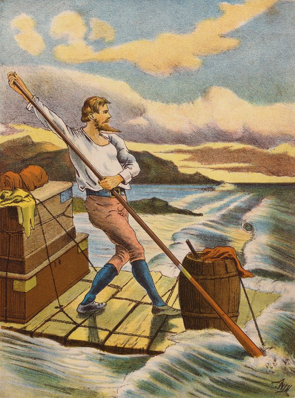 Robinson Crusoé (litografia a cores) de English School