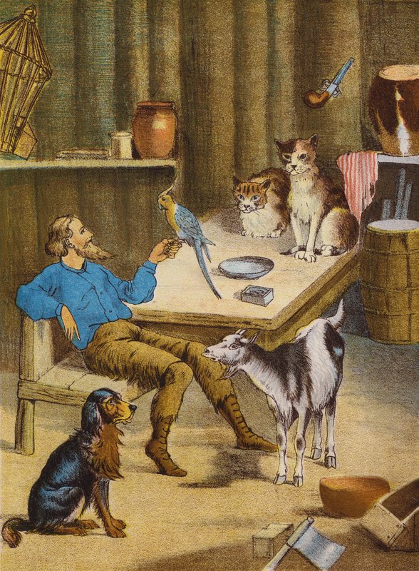 Robinson Crusoé (litografia a cores) de English School