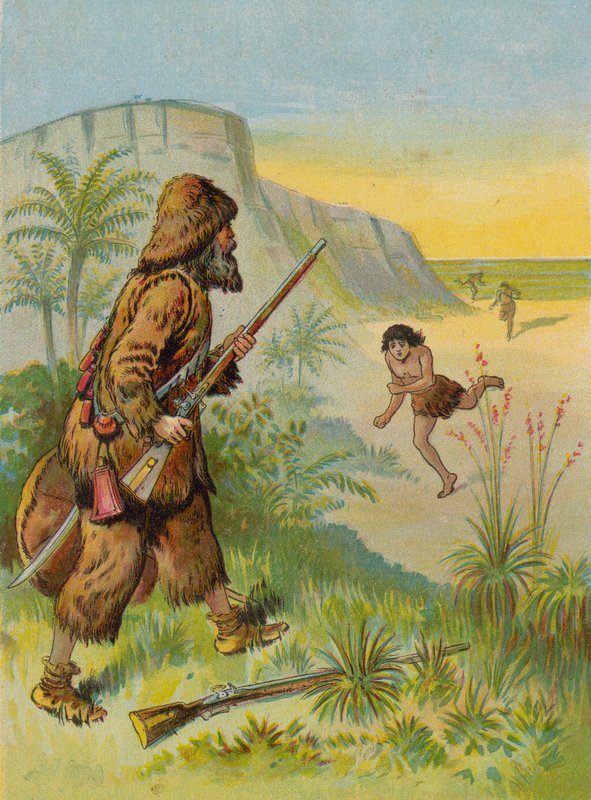 Robinson Crusoé salvando a vida de sexta-feira de English School