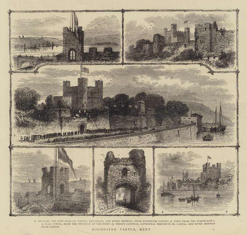 Castelo de Rochester, Kent (gravura) de English School