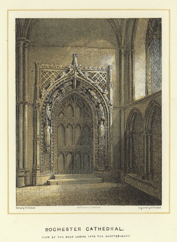 Catedral de Rochester, vista da porta que leva à capela de English School