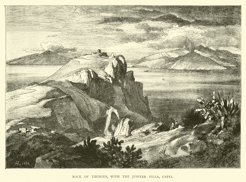 Rocha de Tibério, com a Villa de Júpiter, Capri de English School