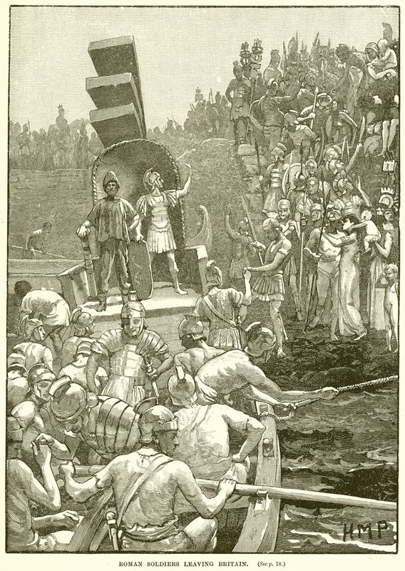 Soldados romanos saindo da Grã-Bretanha de English School