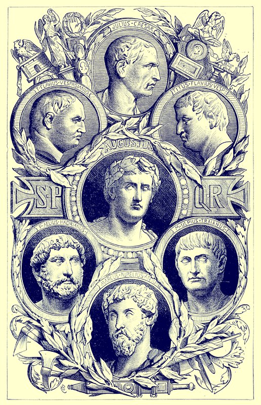 Imperadores romanos, ilustração da história ilustrada do mundo, publicado c.1880 (imagem digital melhorada) de English School
