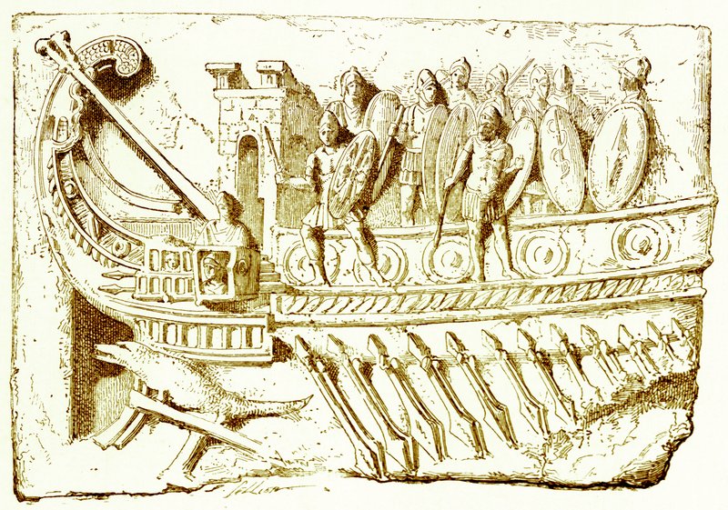 Galera romana, ilustração da História de Roma por Victor Duruy, publicada em 1884 (imagem digitalmente melhorada) de English School
