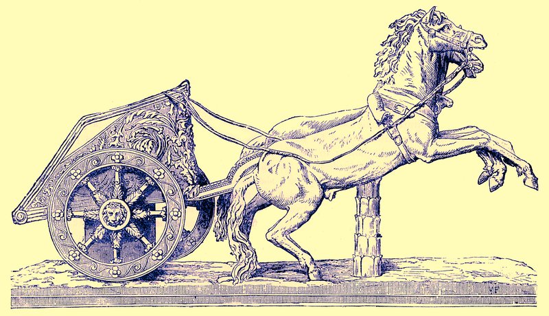 Carro de corrida romano, ilustração de História Universal Ilustrada por Edward Ollier, publicada em 1890 (imagem digitalmente aprimorada) de English School