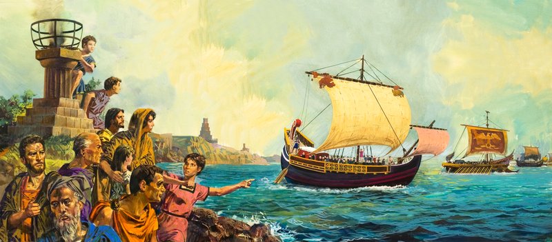 Soldados romanos deixam a Grã-Bretanha a bordo do navio de English School