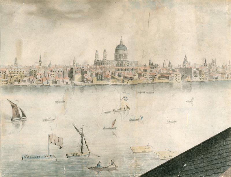 Vista do telhado da Catedral de St Pauls, Londres e Rio Tâmisa de English School