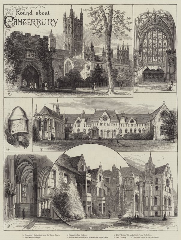 Round about Canterbury (gravura) de English School
