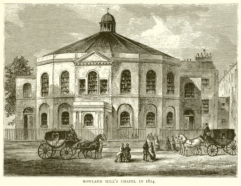 Capela de Rowland Hills em 1814 de English School