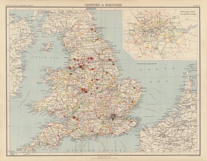 Atlas Real, c 1900: Condados e Concelhos (cor litho) de English School