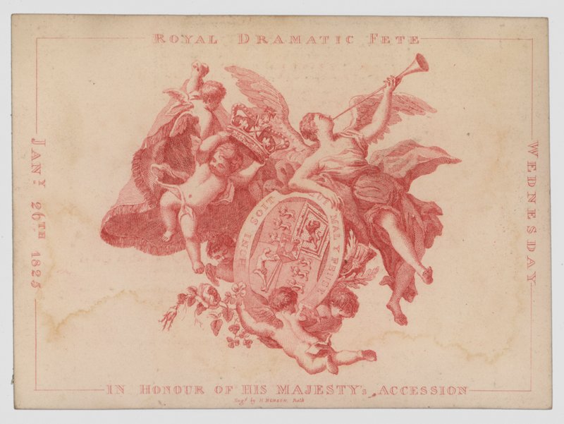 Real festa dramática em honra do aniversário da adesão do Rei Jorge IV, 26 de Janeiro de 1825 (gravura a cores) de English School
