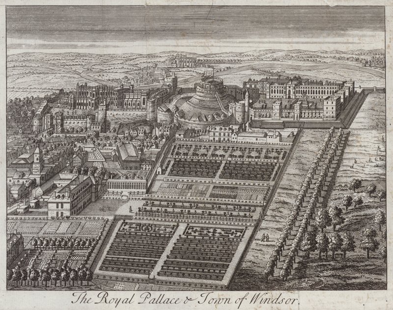 Palácio Real e cidade de Windsor, Berkshire (gravura) de English School
