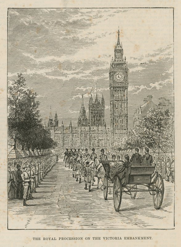 Procissão Real no Victoria Embankment de English School