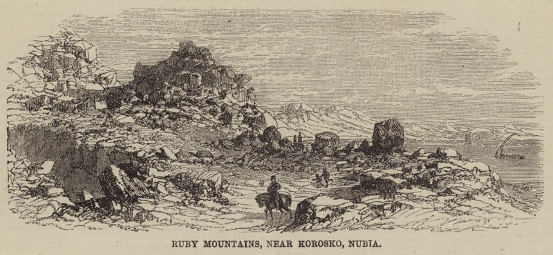 Montanhas Ruby, perto de Korosko, Núbia (gravura) de English School