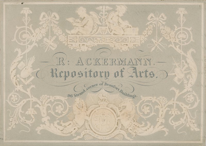 Rudolph Ackermann, cartão de comércio, gravado por Dobbs de English School
