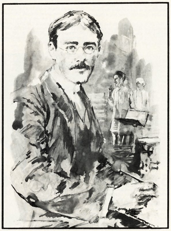 Rudyard Kipling (litho) de English School