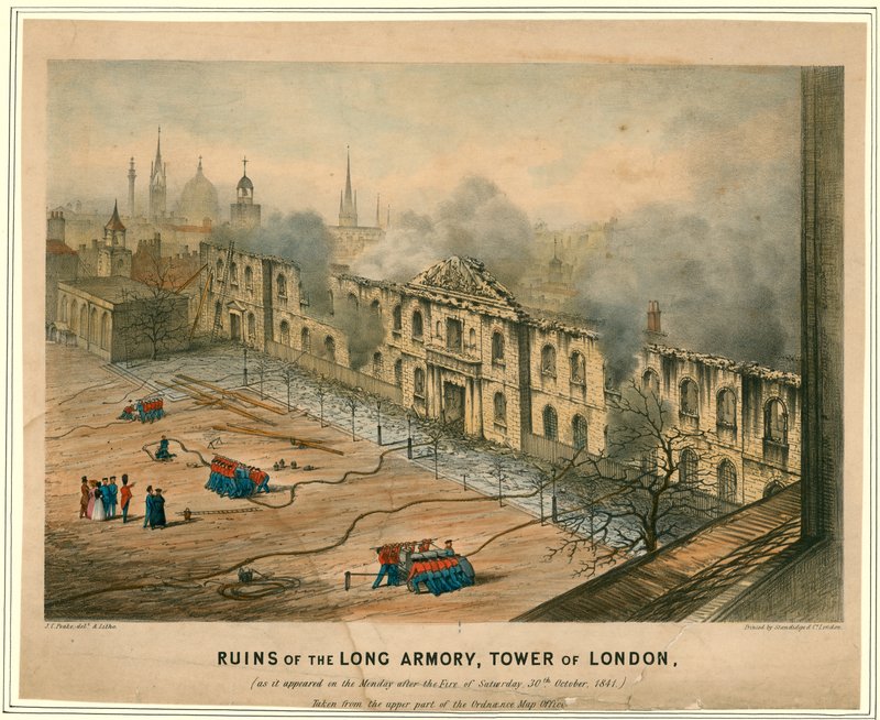 Ruínas do Longo Arsenal, Torre de Londres, 1841 de English School