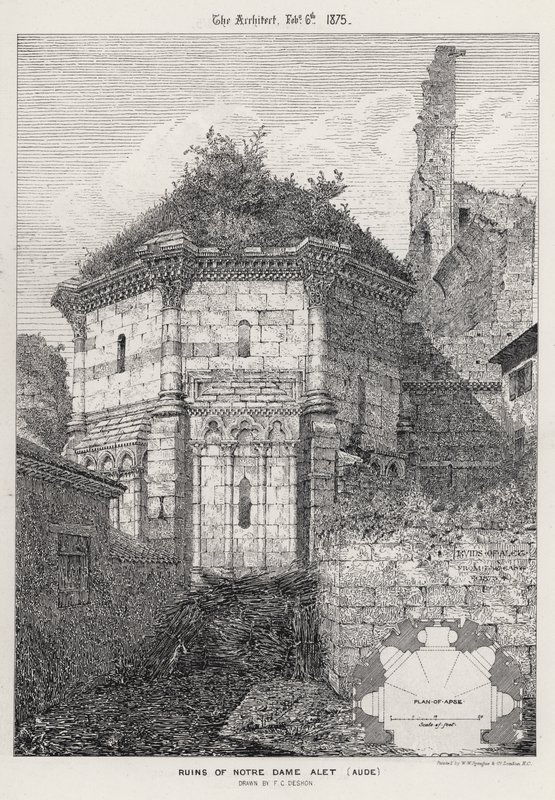 Ruínas de Notre Dame Alet, Aude (gravura) de English School