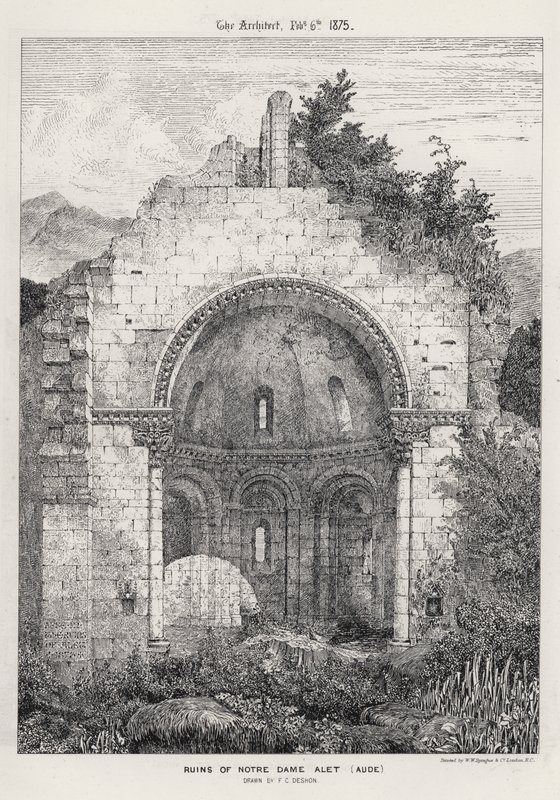Ruínas de Notre Dame Alet, Aude (gravura) de English School