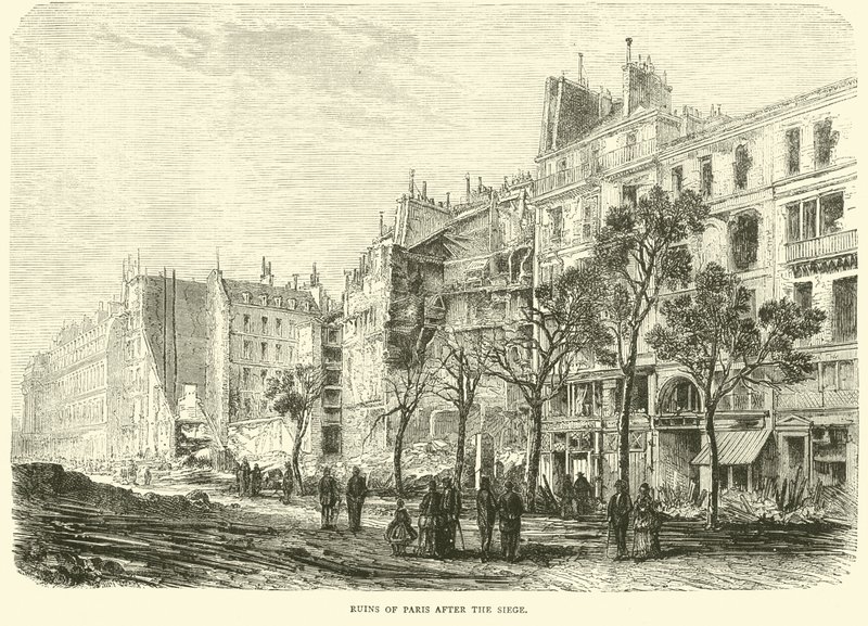 Ruínas de Paris após o cerco, abril de 1871 de English School