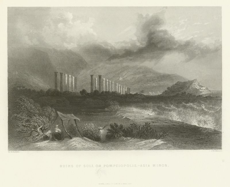 Ruínas de Soli, ou Pompeiopolis, Ásia Menor, 1837 de English School