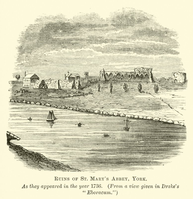 Ruínas da Abadia de St Marys, York de English School