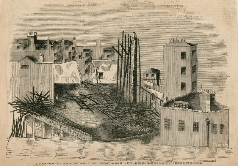 Ruínas do Teatro Olímpico, destruídas pelo fogo, 29 de março de 1849 de English School