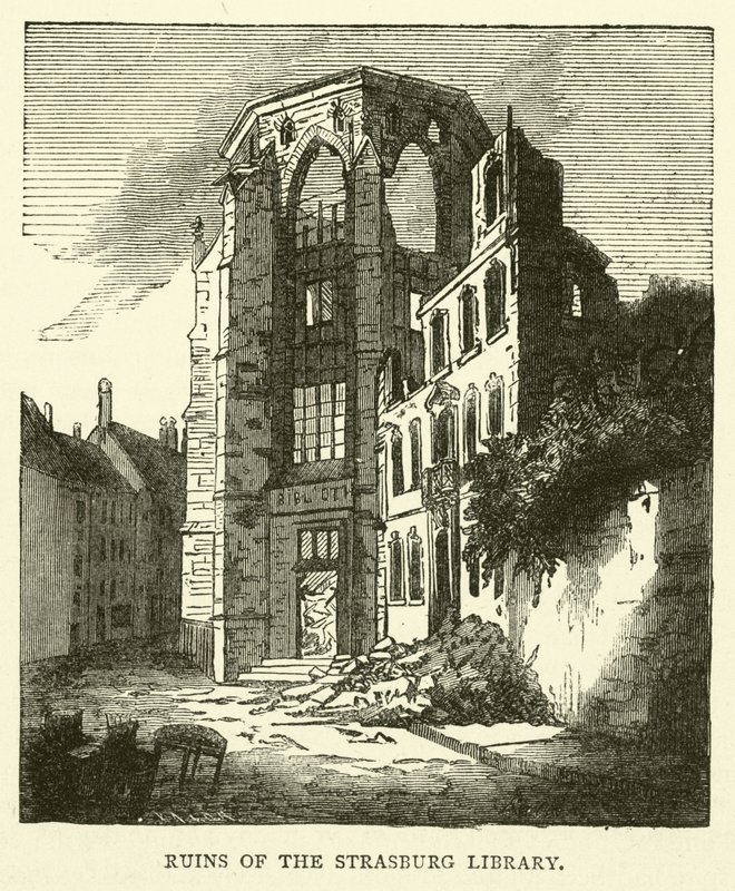 Ruínas da Biblioteca de Estrasburgo, setembro de 1870 de English School