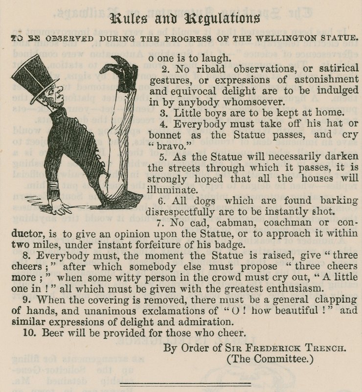 Regras e Regulamentos a serem observados durante o progresso da Estátua de Wellington de English School