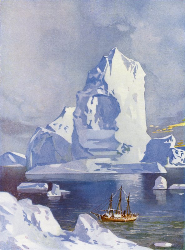Veleiro em frente de um iceberg gigante (cor litho) de English School