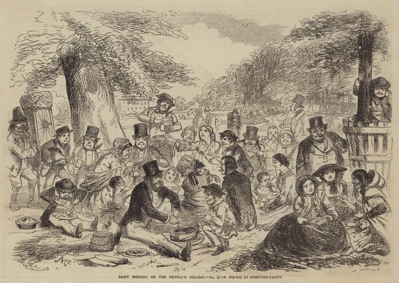 Segunda-feira Santa, ou o feriado do povo, um Pic-nic em Hampton Court (gravura) de English School