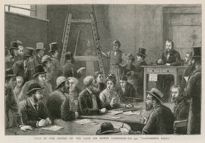 Venda no estúdio do falecido Sir Edwin Landseer de English School