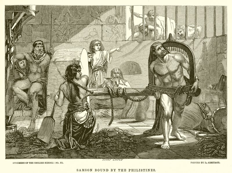 Samson ligado pelos filisteus de English School