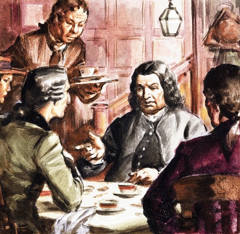 Samuel Johnson tomando chá de English School